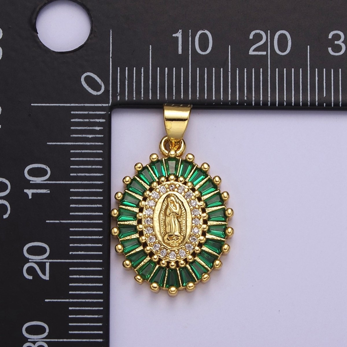 14K Gold Filled Baguette Lady Guadalupe Charm Virgin Mary Pendant Micro Pave Religious Catholic Jewelry J-498 J-499 J-501 - DLUXCA