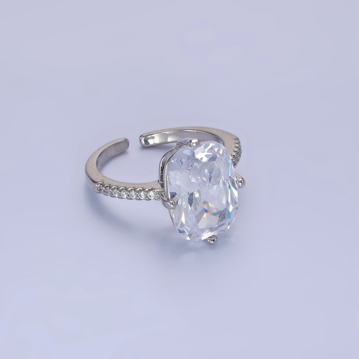 14K Gold Filled Baguette Micro Paved CZ Solitaire Ring in Gold & Silver | O1322 O1323 - DLUXCA