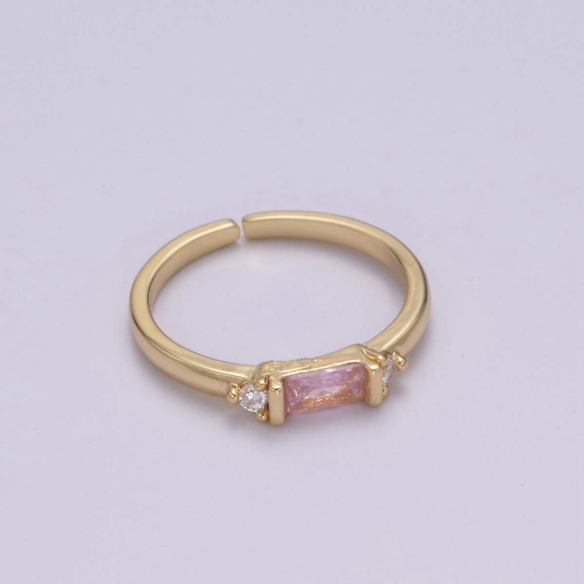 14K Gold Filled Baguette Ring / Petite Baguette Engagement Ring / Baguette Solitaire Ring / Dainty Birthstone CZ Ring U-163 ~ U-168 - DLUXCA