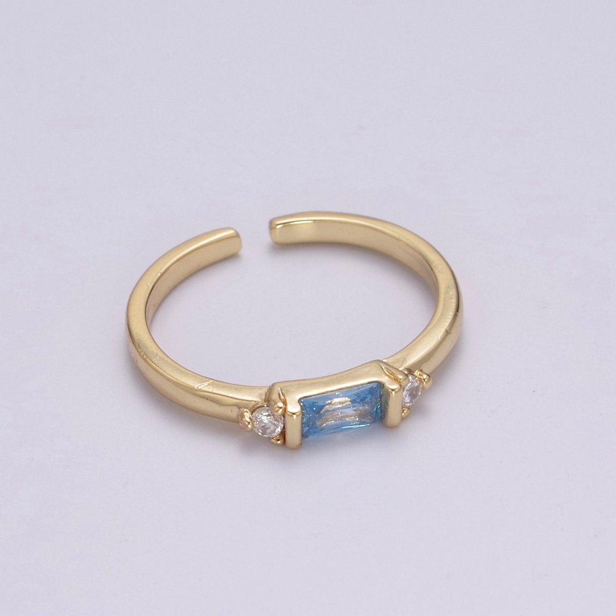 14K Gold Filled Baguette Ring / Petite Baguette Engagement Ring / Baguette Solitaire Ring / Dainty Birthstone CZ Ring U-163 ~ U-168 - DLUXCA