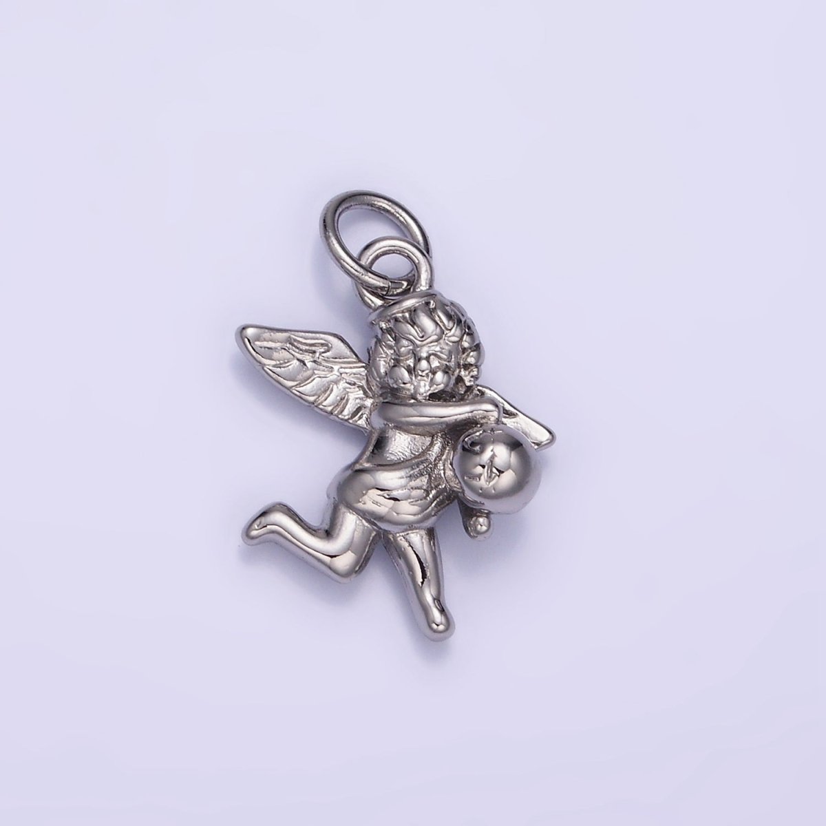 14K Gold Filled Ball Running Cherub Baby Angel Charm in Gold & Silver | W495 - DLUXCA