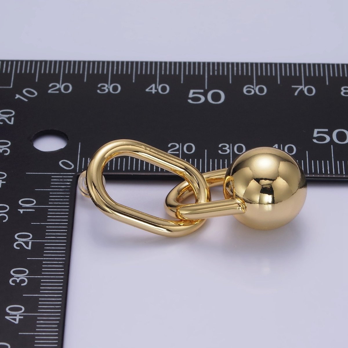 14K Gold Filled Bead Ball Drop Oblong Minimalist Stud Earrings | AE522 - DLUXCA