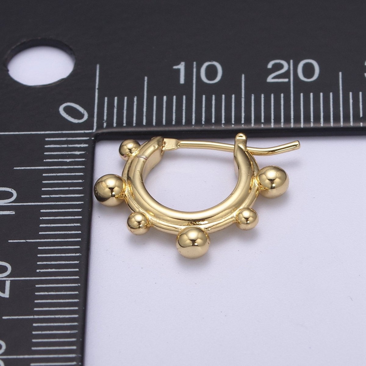 14K Gold Filled Beaded Bubble Outline Latch Hoop Earrings in Gold & Silver | T-276 T-277 - DLUXCA