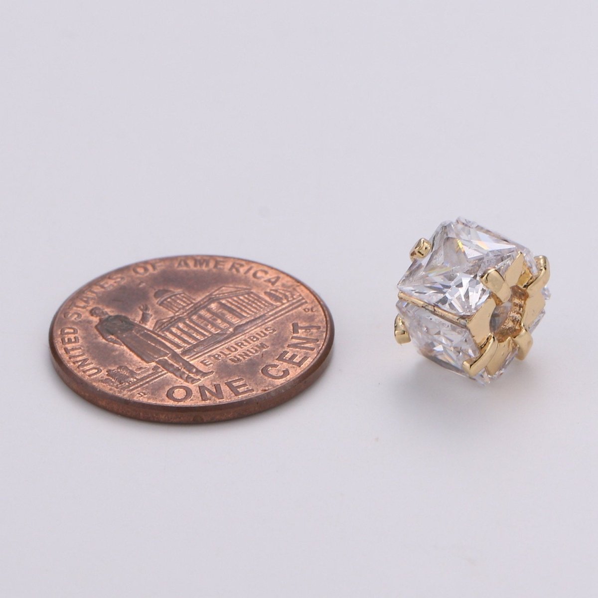 14k Gold FIlled Beads CZ Micro Pave Cube Large Hole Spacer Beads, Cubic Zirconia Spacer Beads, Gold Square Bead Spacer for Bracelet Making - DLUXCA
