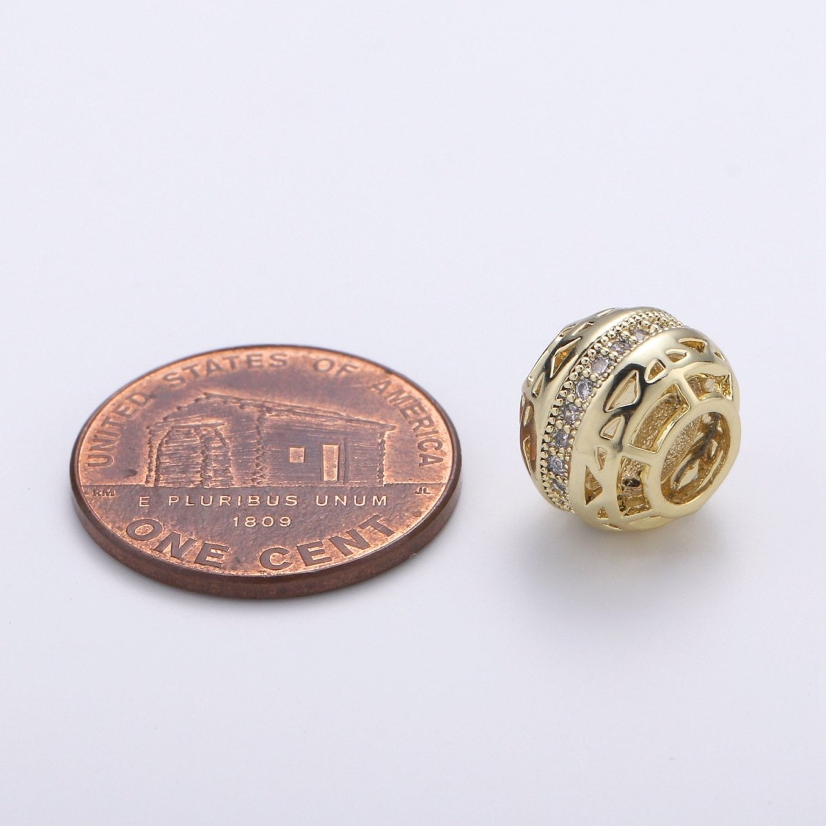 14K Gold Filled Beads - Micro Pave Beads - Gold Barrel Beads - Stacked Barrel for Bracelet Necklace Jewelry Making Supply 8.7x10.7mm B-329 - DLUXCA