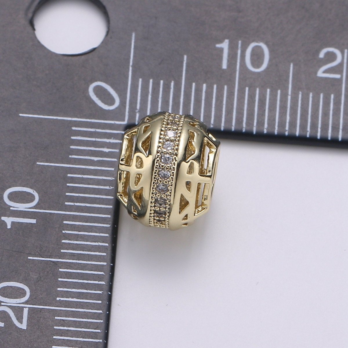 14K Gold Filled Beads - Micro Pave Beads - Gold Barrel Beads - Stacked Barrel for Bracelet Necklace Jewelry Making Supply 8.7x10.7mm B-329 - DLUXCA