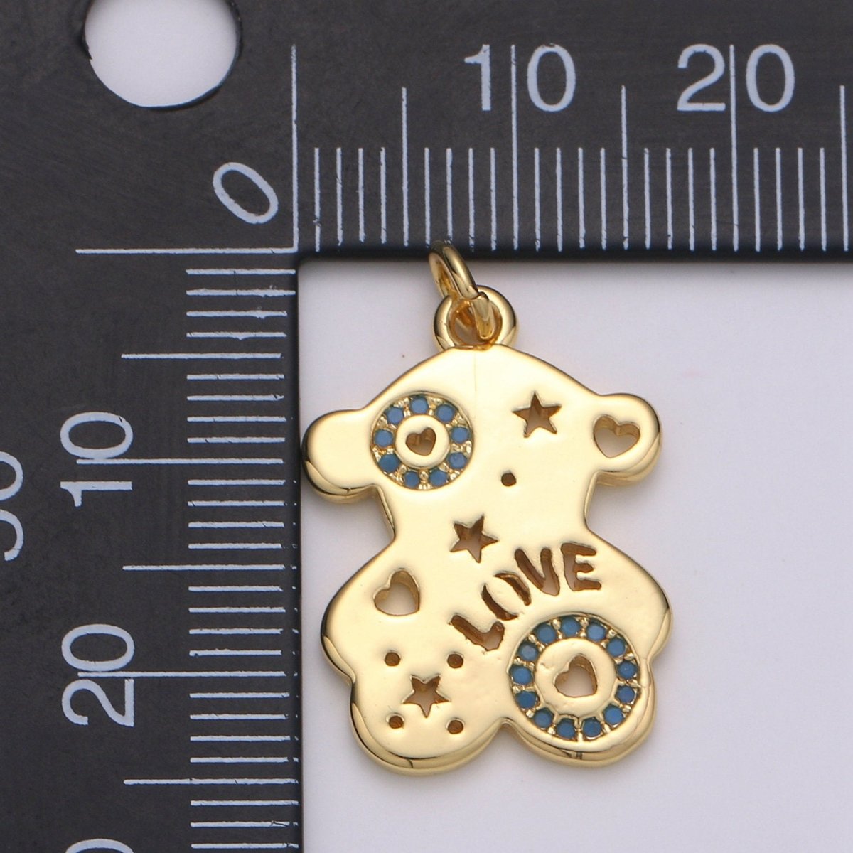 14k Gold Filled Bear Pendant,Love Pendant, Blue Cubic paved Earing DIY, Panda Charm, Love Charm, Teddy Bear Charm, Friendship Charm D-206 - DLUXCA