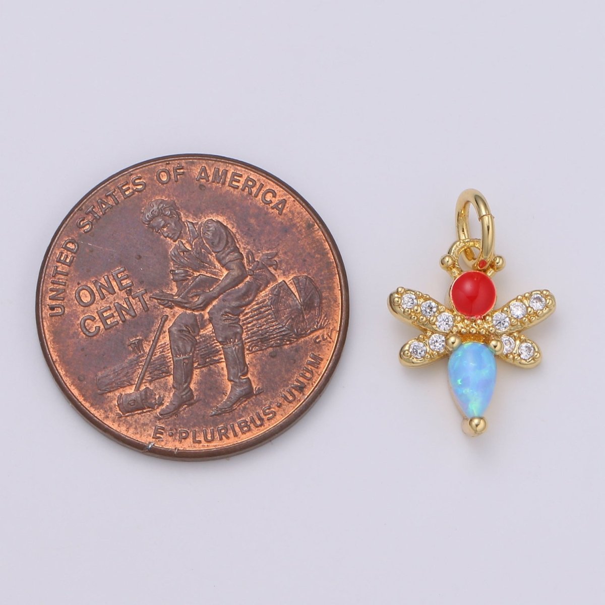 14K gold Filled bee Charm Tiny Opal bee Charm Micro Pave bee pendant for Necklace Bracelet Earring Supply E-088 - E-090 - DLUXCA
