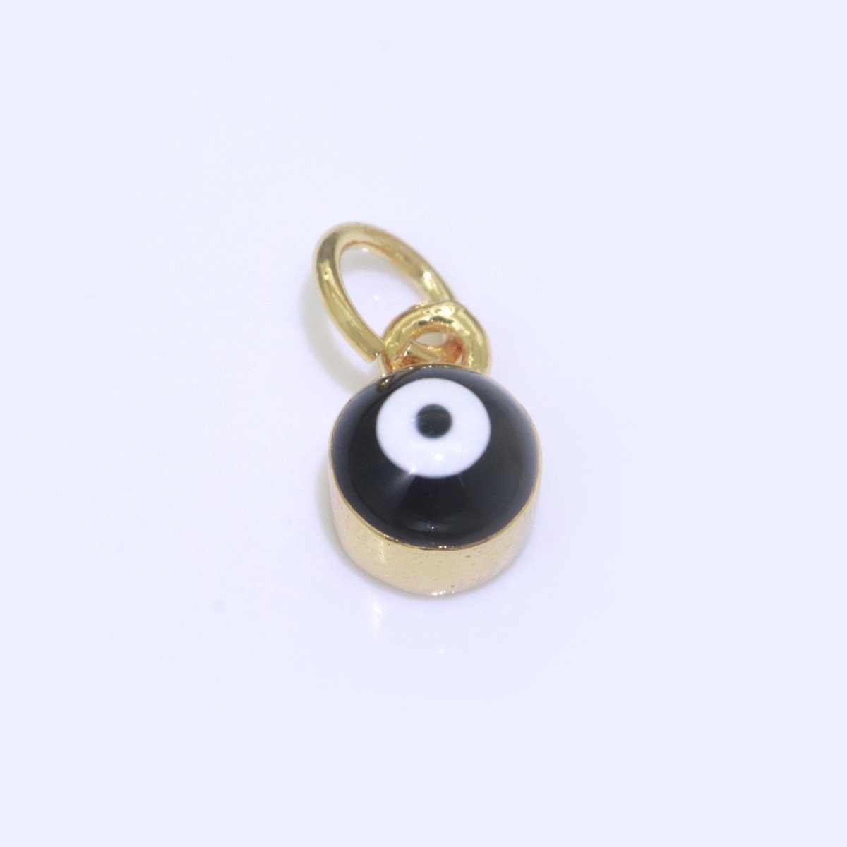 14K Gold Filled Black, Blue, Dark Blue, Green, Pink, Purple, Red, Teal, White, Yellow 5mm Evil Eye Mini Round Add-On Charm | M-565 - M-574 - DLUXCA