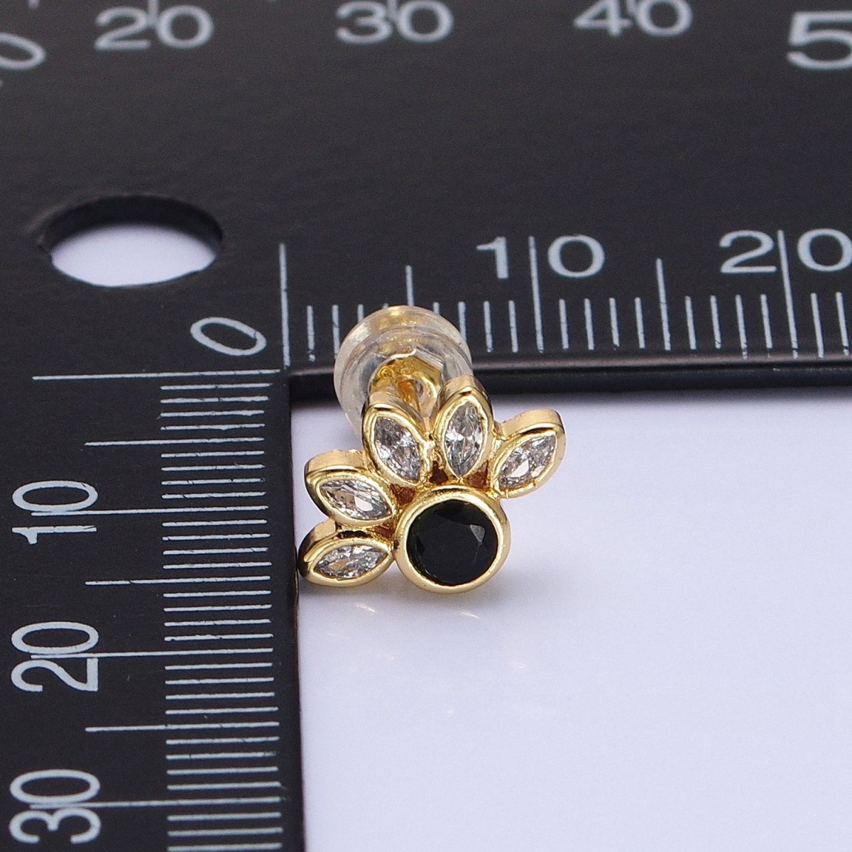 14K Gold Filled Black Clear CZ Marquise Sun Stud Earrings | AB1523 - DLUXCA