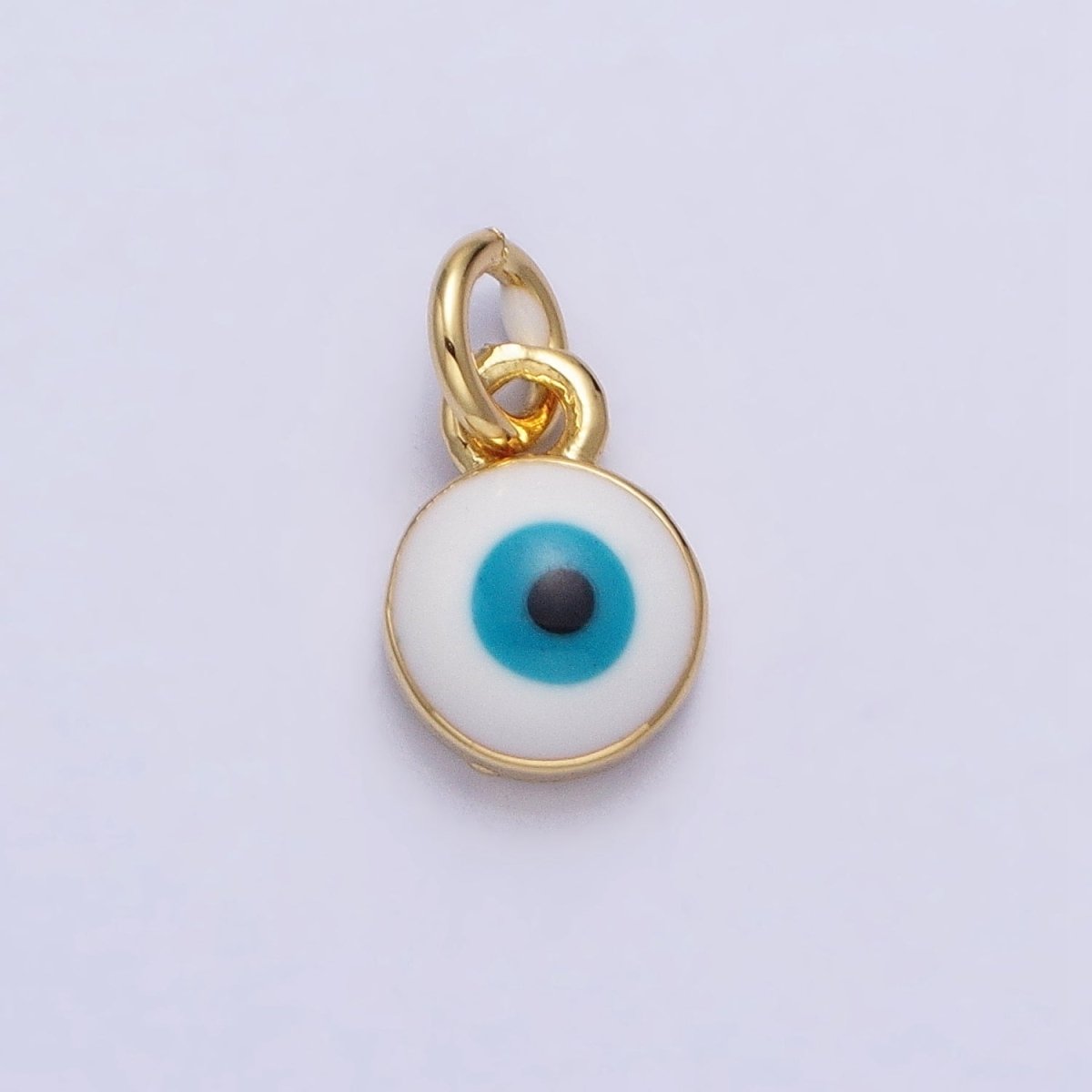 14K Gold Filled Black Evil Eye Mini Round Add-On Charm Enamel Jewelry | AC456 - DLUXCA