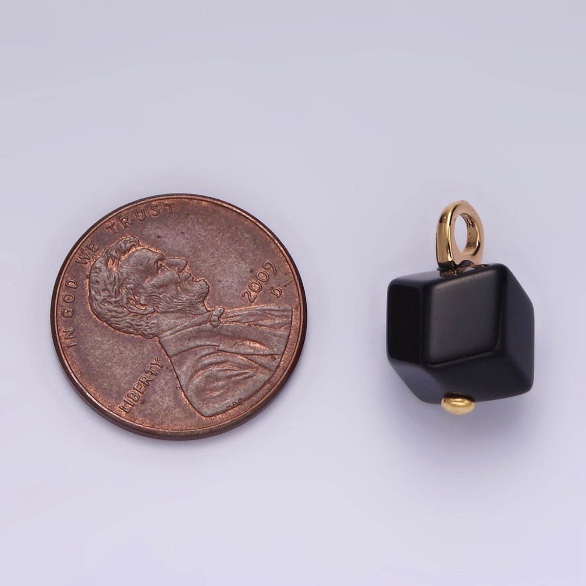 14K Gold Filled Black Onyx Gemstone Multifaceted Square Pendant | AG448 - DLUXCA