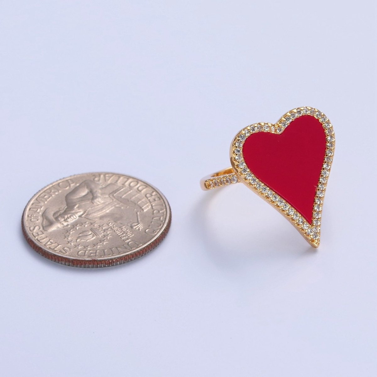 14K Gold Filled Black White Heart Ring, Dainty Gold Love Ring, Waterproof Friendship Ring, Pearl Heart Ring O-2198 O-2199 O-2200 - DLUXCA