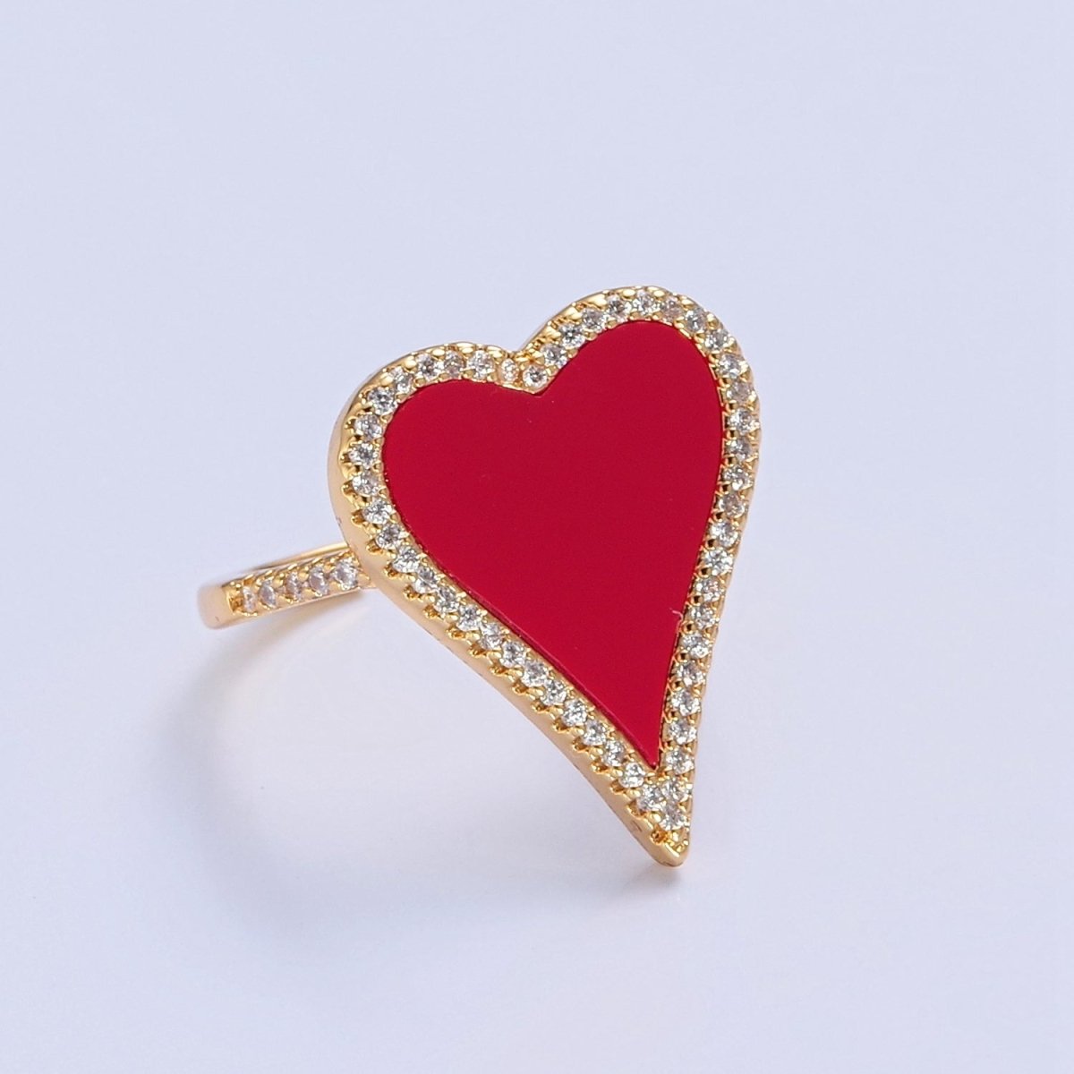 14K Gold Filled Black White Heart Ring, Dainty Gold Love Ring, Waterproof Friendship Ring, Pearl Heart Ring O-2198 O-2199 O-2200 - DLUXCA