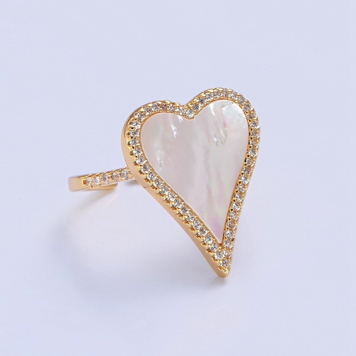 14K Gold Filled Black White Heart Ring, Dainty Gold Love Ring, Waterproof Friendship Ring, Pearl Heart Ring O-2198 O-2199 O-2200 - DLUXCA