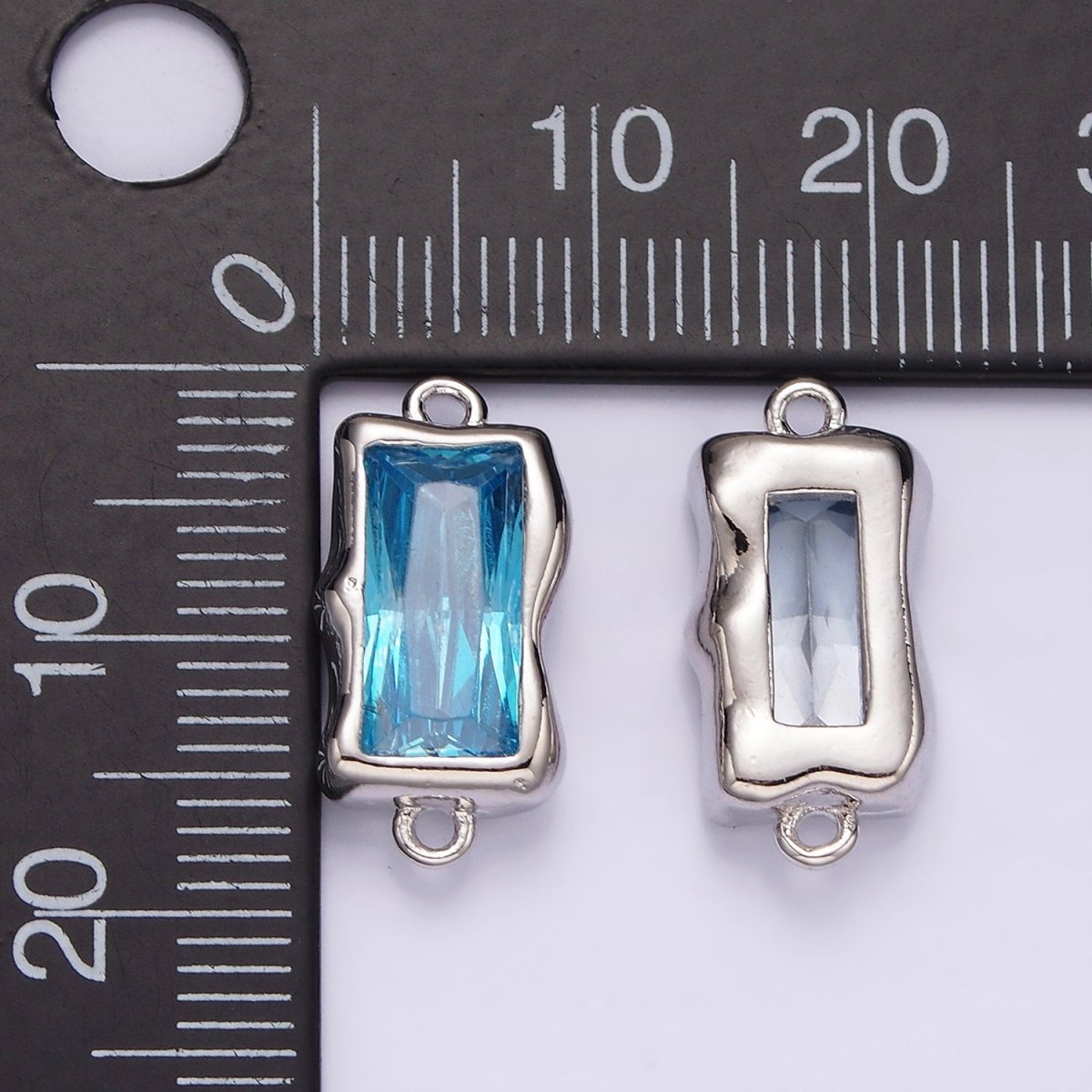 14K Gold Filled Blue, Baby Blue Baguette Molten Connector | G256 - DLUXCA