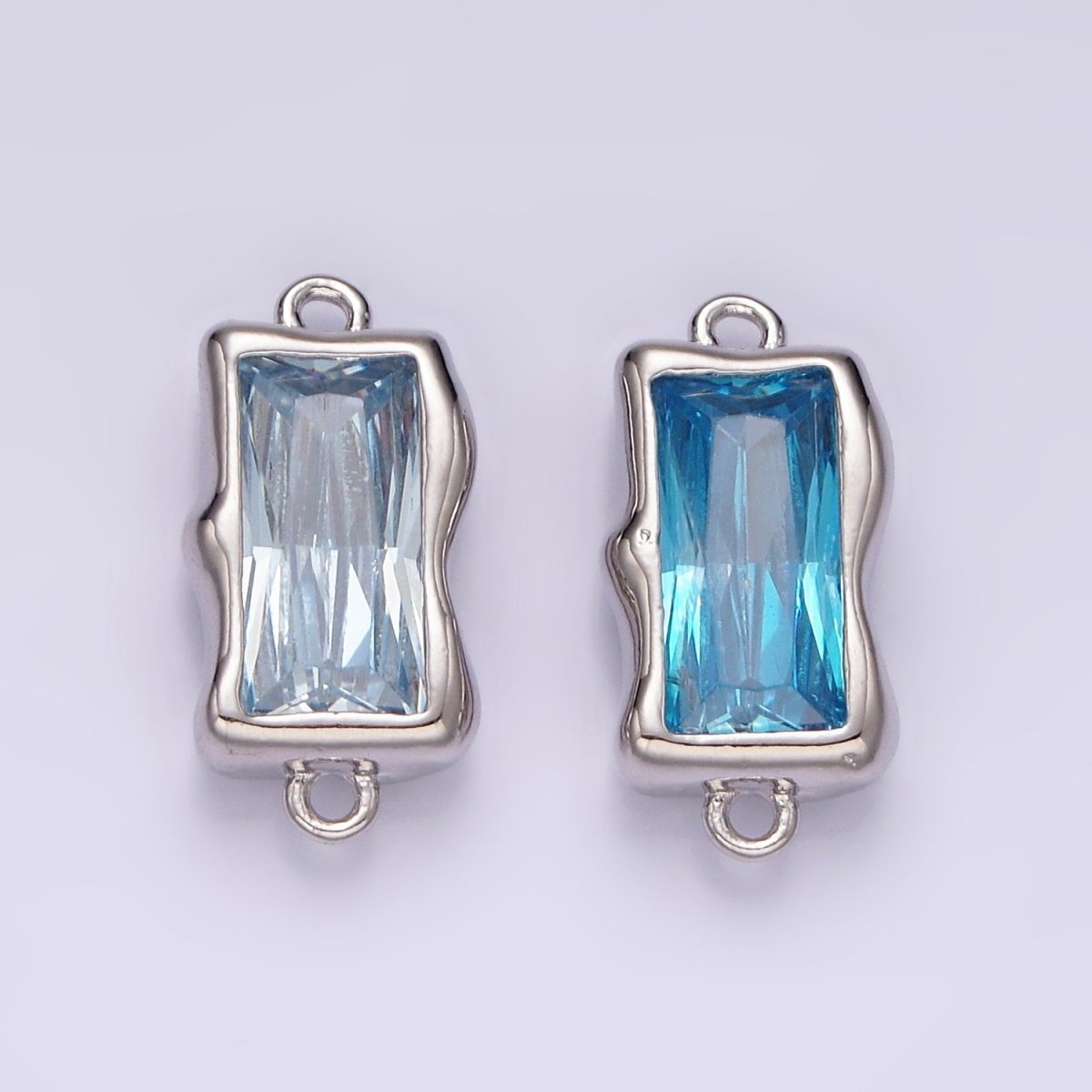 14K Gold Filled Blue, Baby Blue Baguette Molten Connector | G256 - DLUXCA