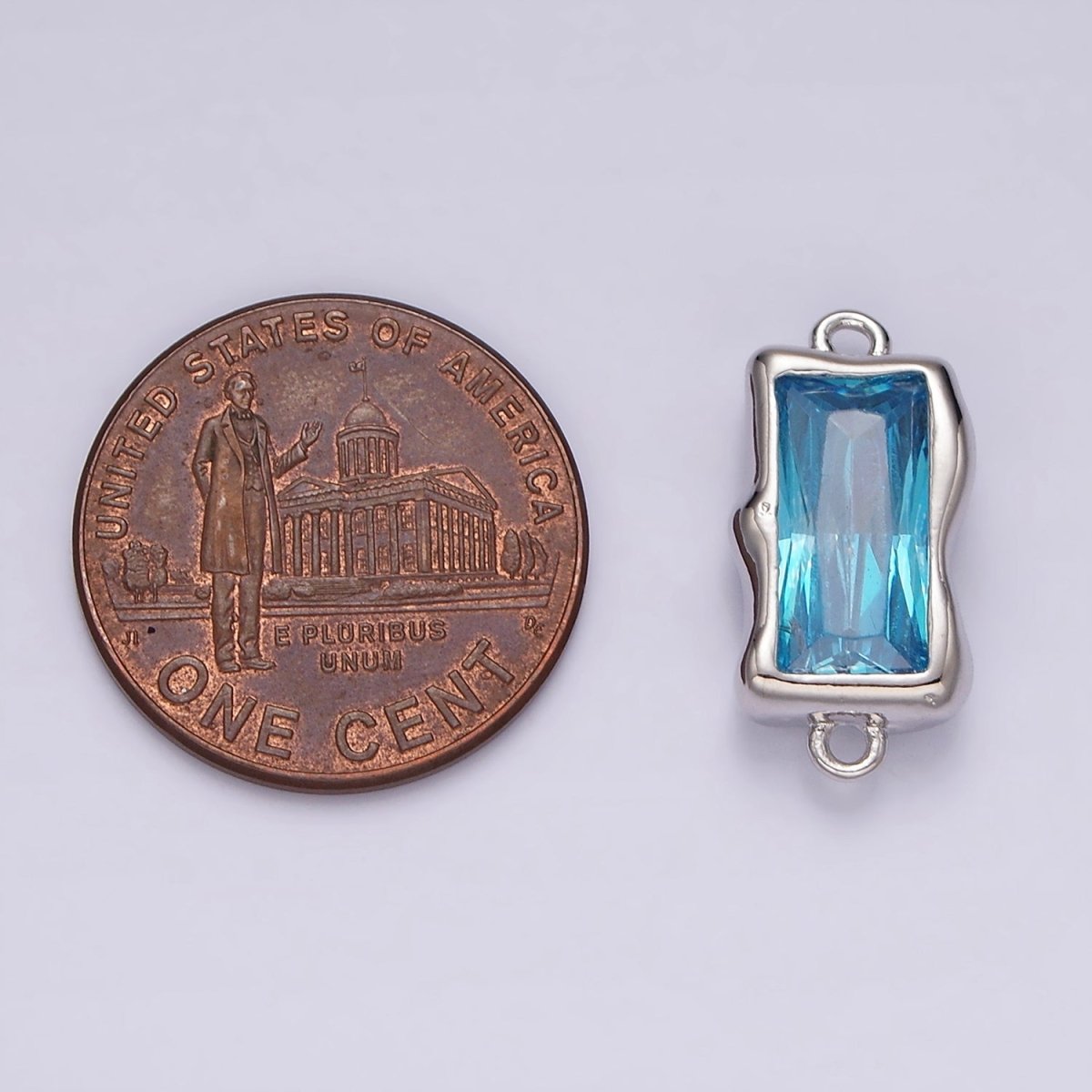 14K Gold Filled Blue, Baby Blue Baguette Molten Connector | G256 - DLUXCA