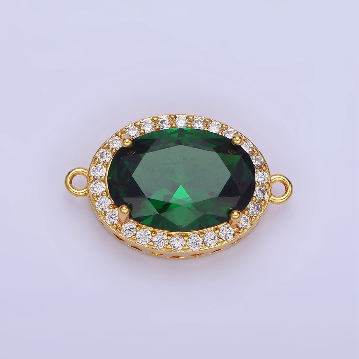 14K Gold Filled Blue, Purple, Pink, Red, Green, Orange, Blue, Olive Green CZ Micro Paved Oval Connector | G379 - G382 - DLUXCA