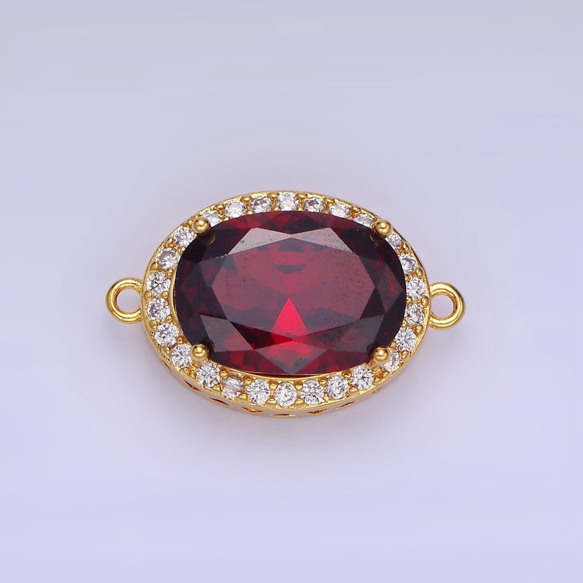 14K Gold Filled Blue, Purple, Pink, Red, Green, Orange, Blue, Olive Green CZ Micro Paved Oval Connector | G379 - G382 - DLUXCA