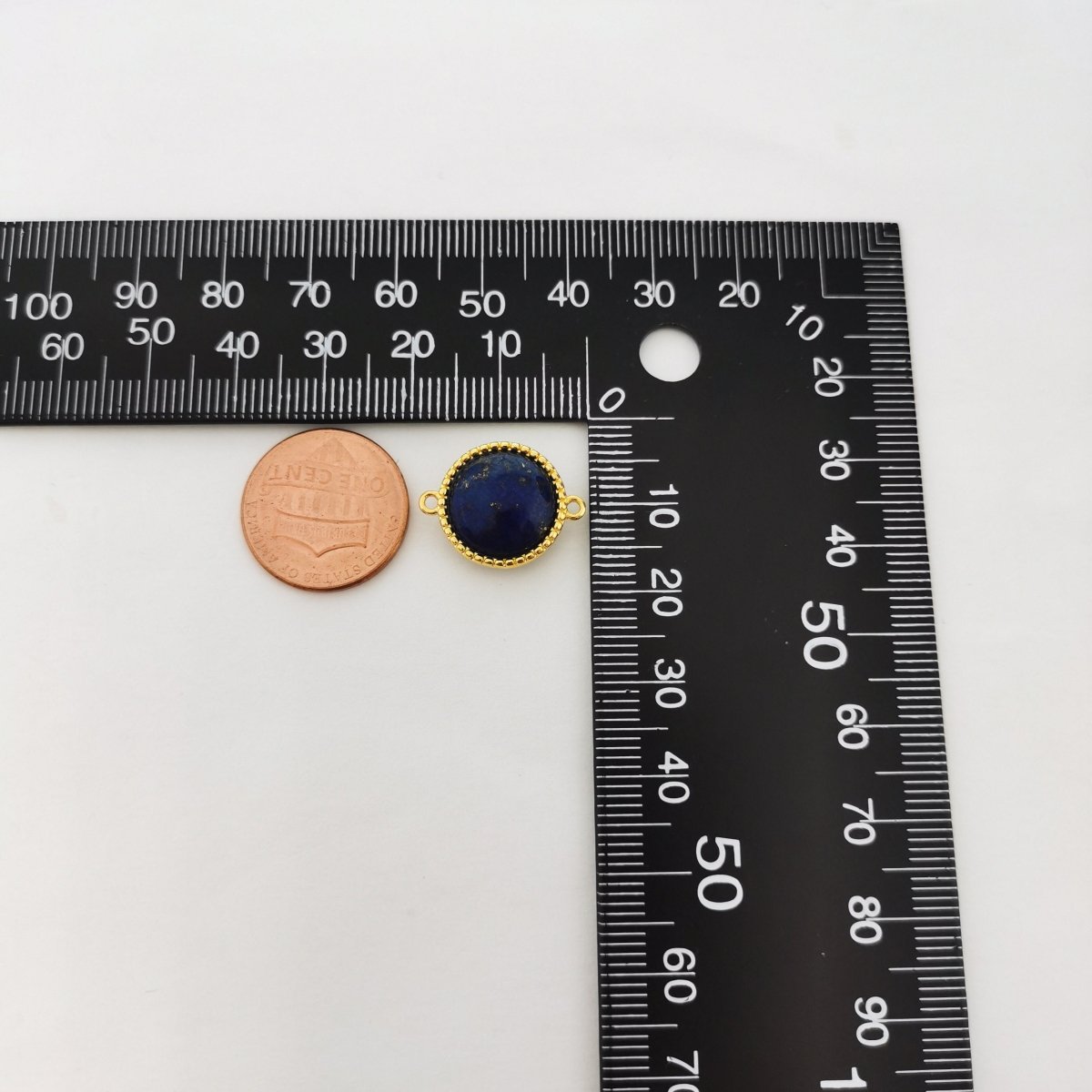 14K Gold Filled Blue Stone Charm Connector, Gold Charm Connector, Birthstone Chain Connector, For Bracelets, Small Chain Connectors F-389 - DLUXCA