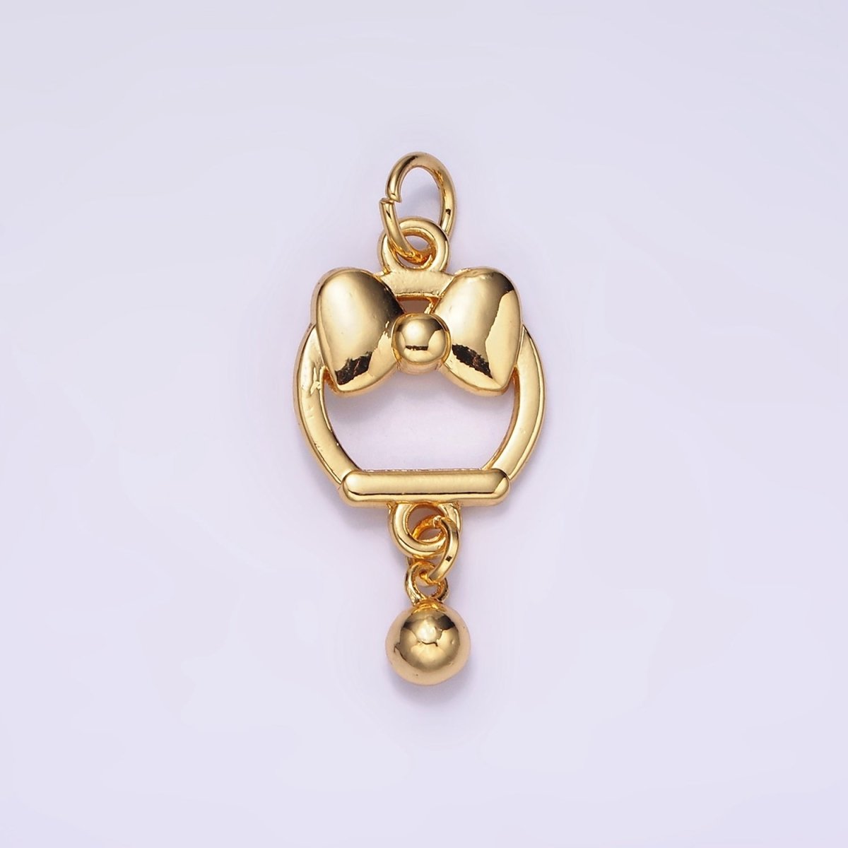 14K Gold Filled Bow Ribbon Open Round Ball Drop Charm | AG650 - DLUXCA