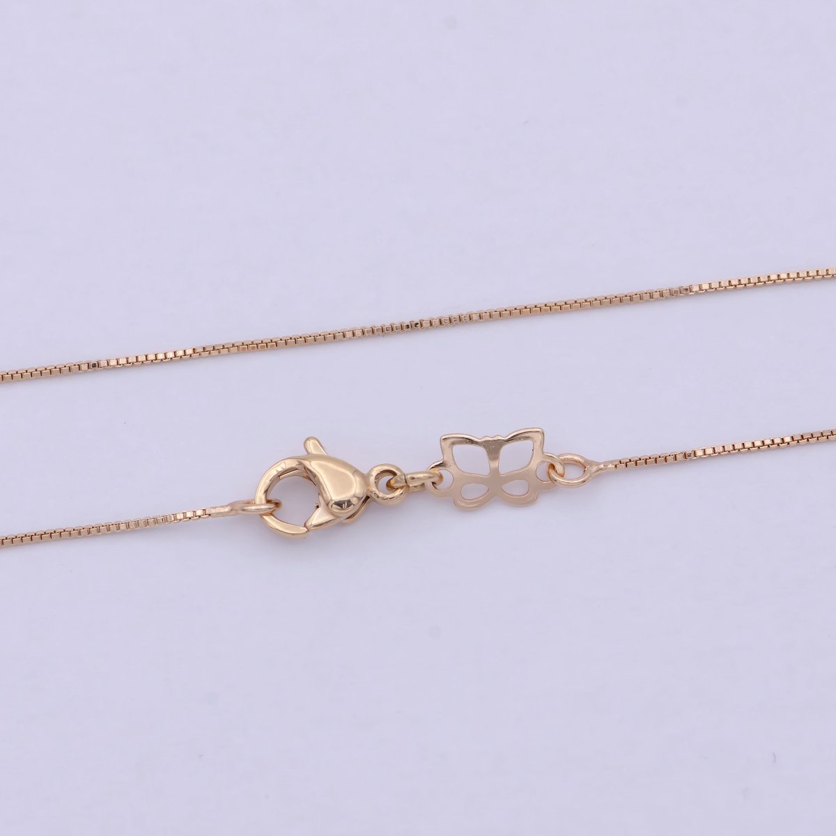 14K Gold Filled Box Chain Necklace, 16 Inch Box Chain Necklace, Dainty 0.6mm Box Necklace w/ Lobster Clasp | WA-810 WA-822 - DLUXCA