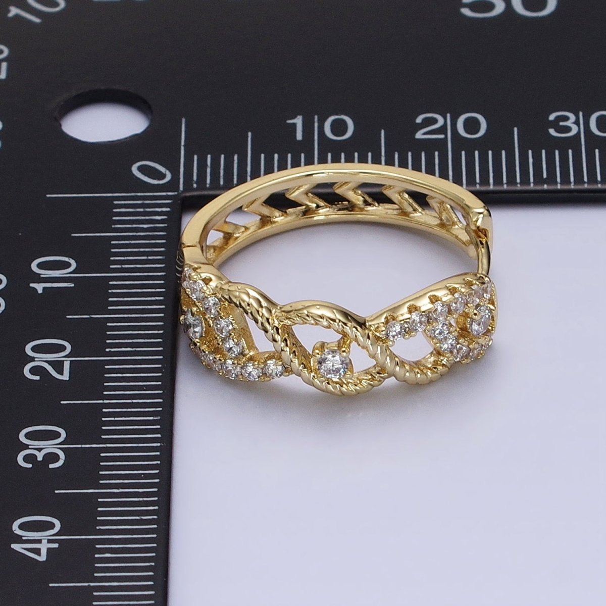 14K Gold Filled Braided Twist Micro Paved CZ Open Filigree Endless Hoop Huggie Earrings | AD1387 - DLUXCA