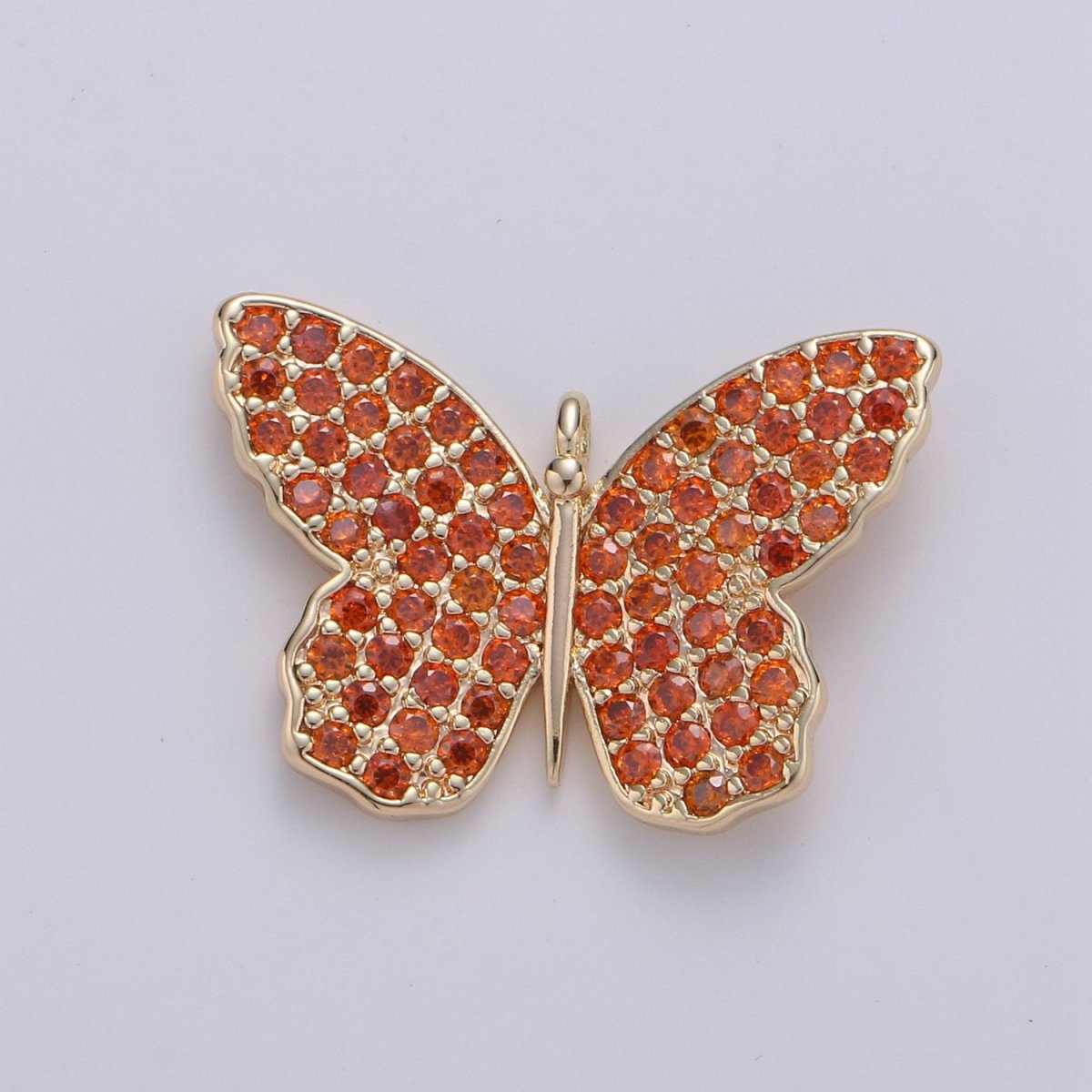 14K Gold Filled Butterfly Charm Cubic butterfly charm, Gold butterfly pendant in Blue Purple Red Topaz Cz Micro Pave Charm E-412 E-553 E-555 E-556 E-594 - DLUXCA