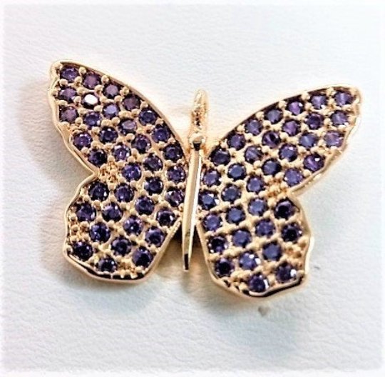 14K Gold Filled Butterfly Charm Cubic butterfly charm, Gold butterfly pendant in Blue Purple Red Topaz Cz Micro Pave Charm E-412 E-553 E-555 E-556 E-594 - DLUXCA