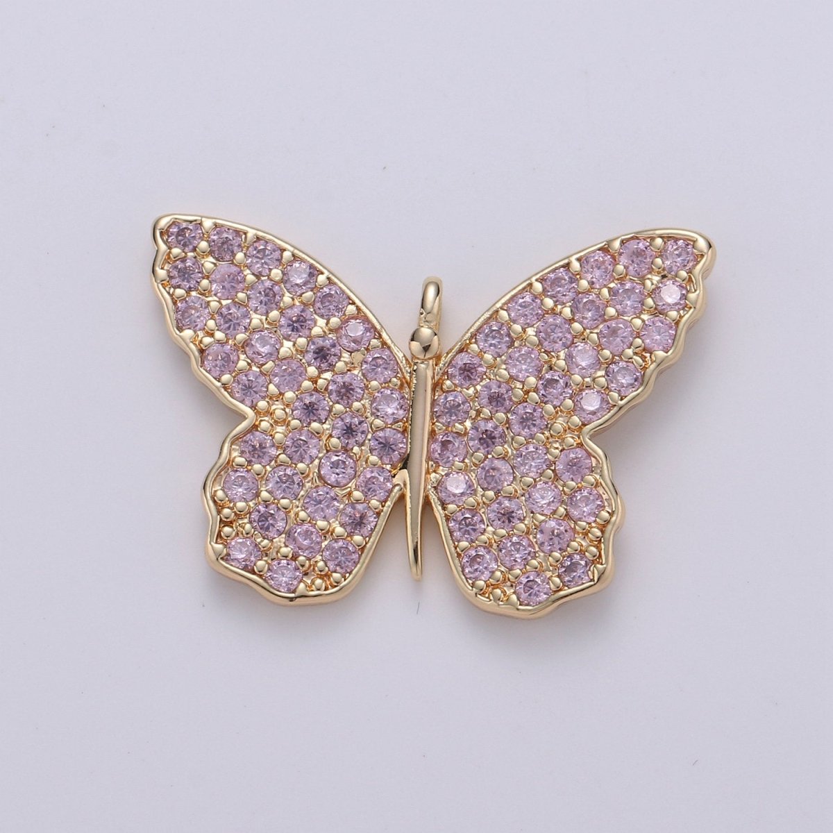 14K Gold Filled Butterfly Charm Cubic butterfly charm, Gold butterfly pendant in Blue Purple Red Topaz Cz Micro Pave Charm E-412 E-553 E-555 E-556 E-594 - DLUXCA