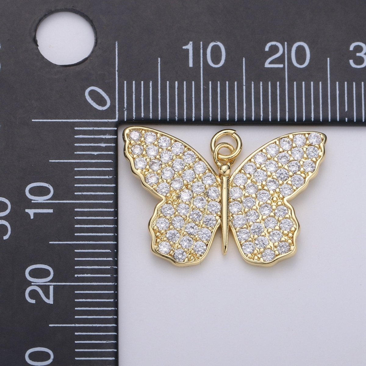 14K Gold Filled Butterfly Charm CZ Micro Pave, Butterfly Pendant, Butterfly Bracelet, Cubic Zirconia Charm Silver Mariposa Charm, D-387 D-388 - DLUXCA