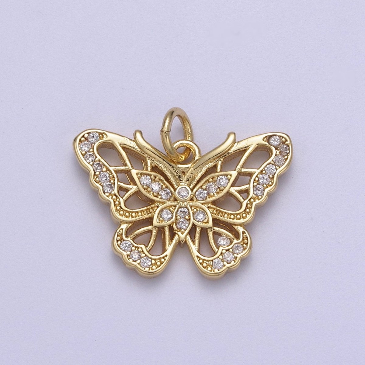 14k Gold Filled Butterfly Charm Mini Mariposa Pendant Micro Pave Animal Insect Jewelry Inspired N-667 - DLUXCA
