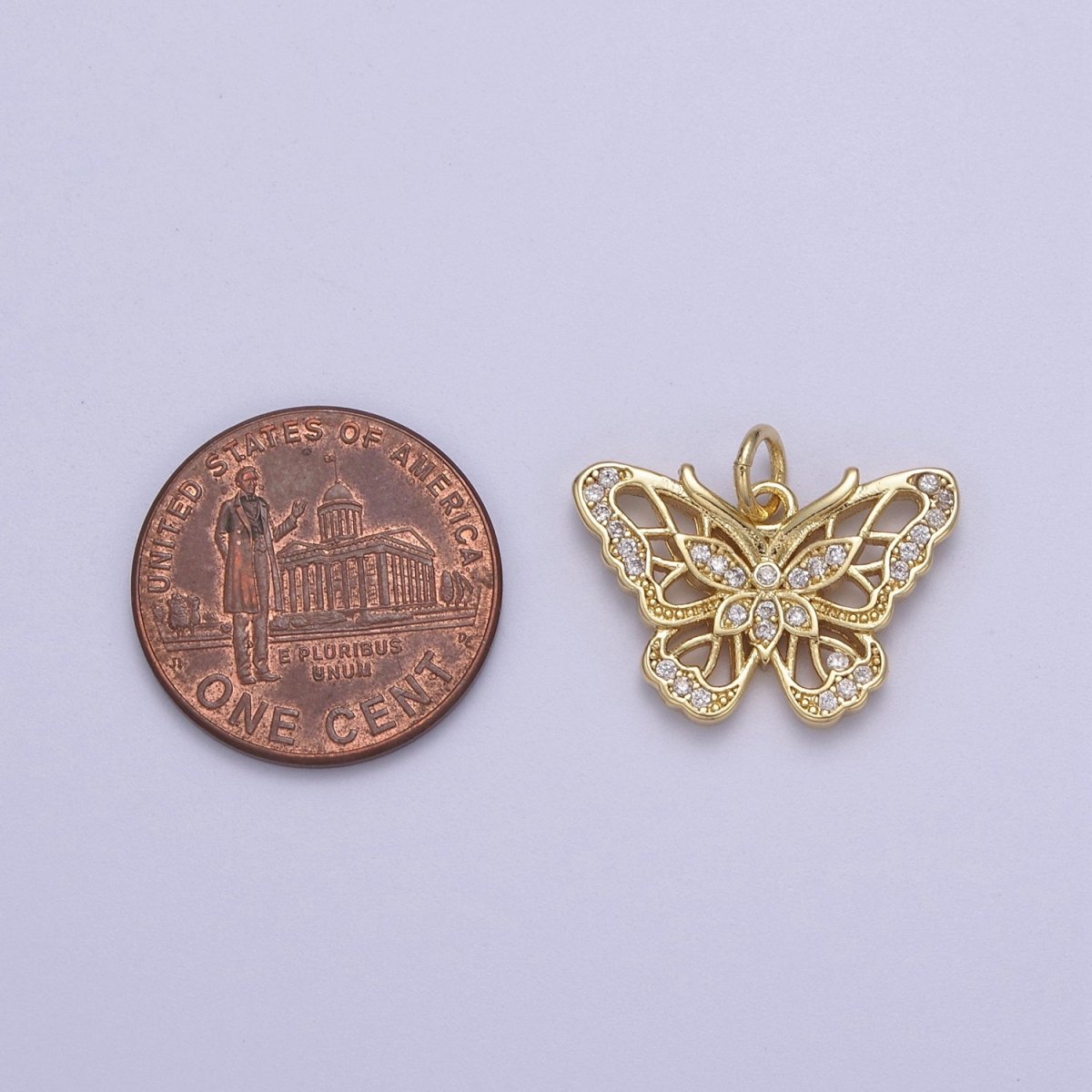 14k Gold Filled Butterfly Charm Mini Mariposa Pendant Micro Pave Animal Insect Jewelry Inspired N-667 - DLUXCA