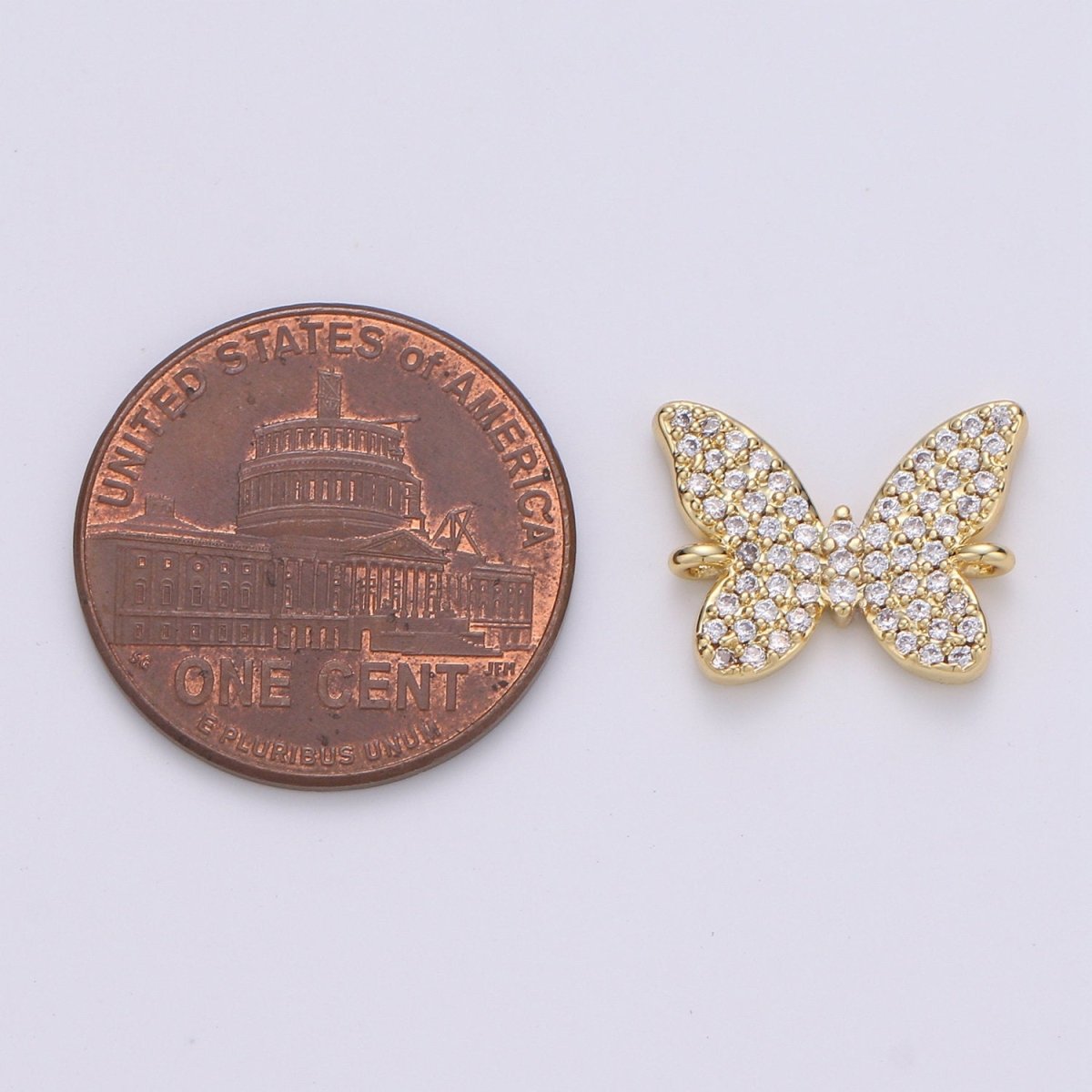 14K Gold Filled Butterfly Connector - Dainty Link Connector- Cubic Mariposa Charm Connector- for Necklace Bracelet Component F-501 - DLUXCA