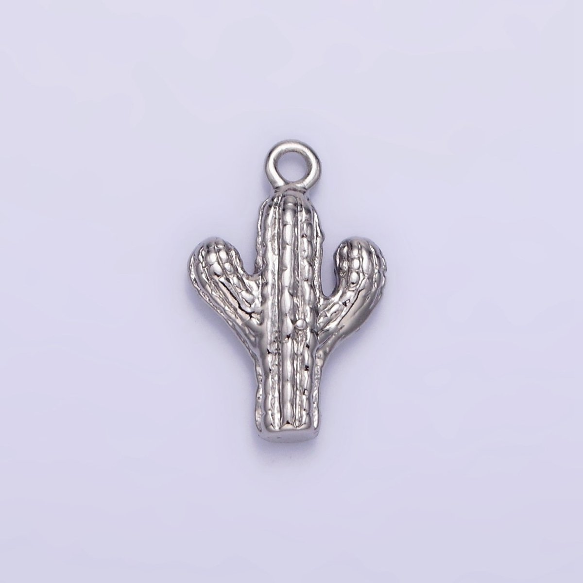 14K Gold Filled Cactus Plant Nature Textured Charm in Gold & Silver | W532 - DLUXCA