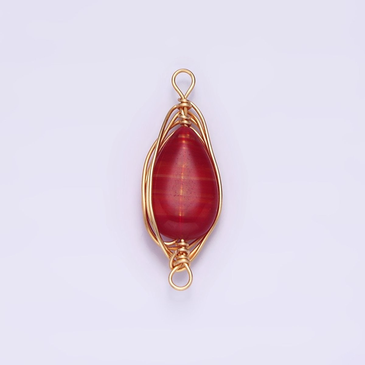 14K Gold Filled Carnelian, Amethyst, Rose Quartz Teardrop Pear Wire Wrapped Connector | G-049 - G-051 - DLUXCA