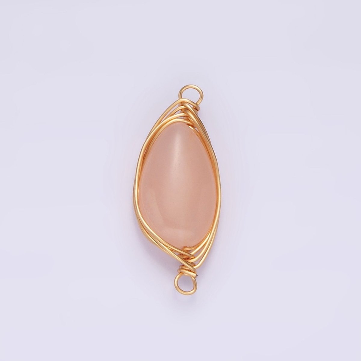 14K Gold Filled Carnelian, Amethyst, Rose Quartz Teardrop Pear Wire Wrapped Connector | G-049 - G-051 - DLUXCA