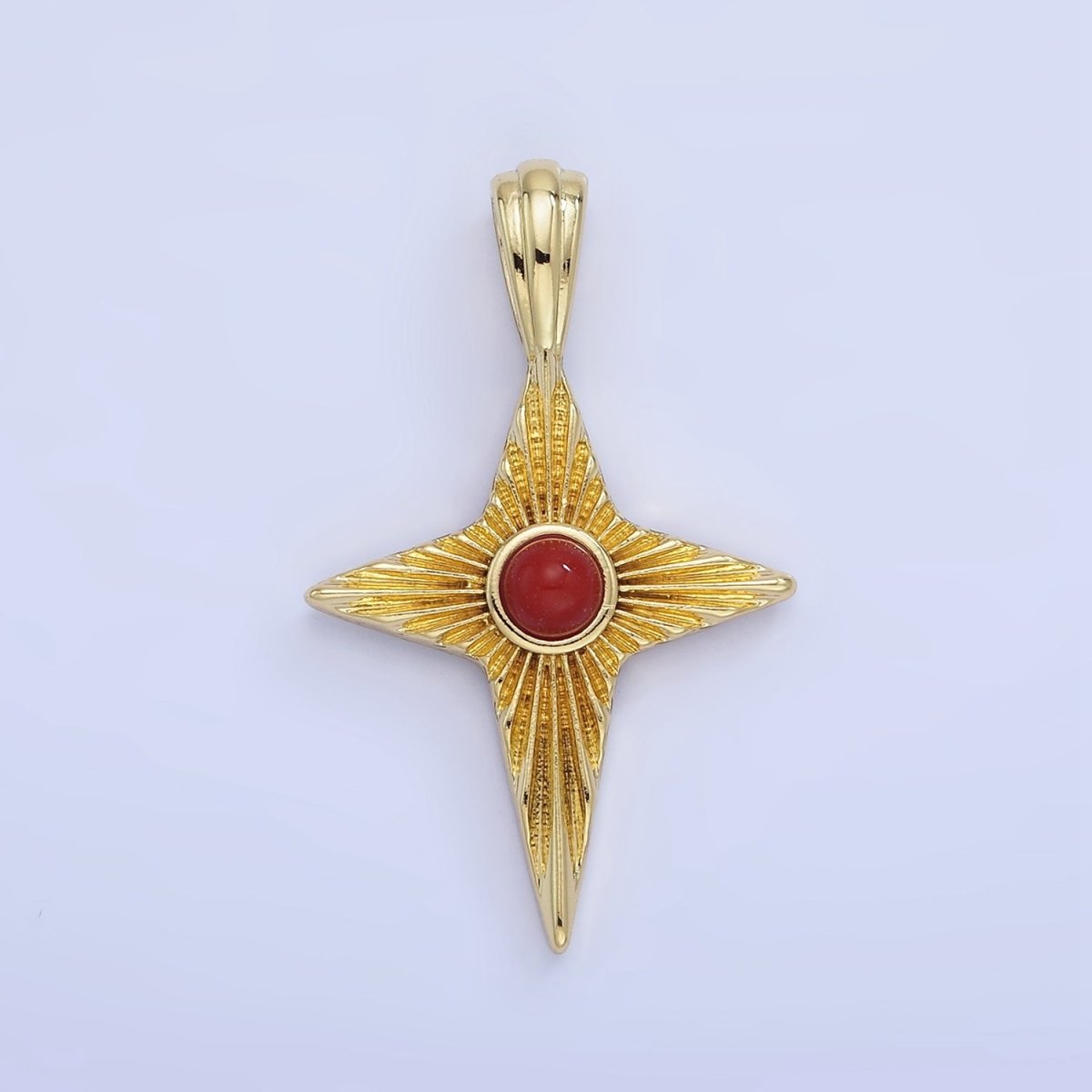 14K Gold Filled Carnelian Celestial Sunburst Star Pendant | AA1247 - DLUXCA