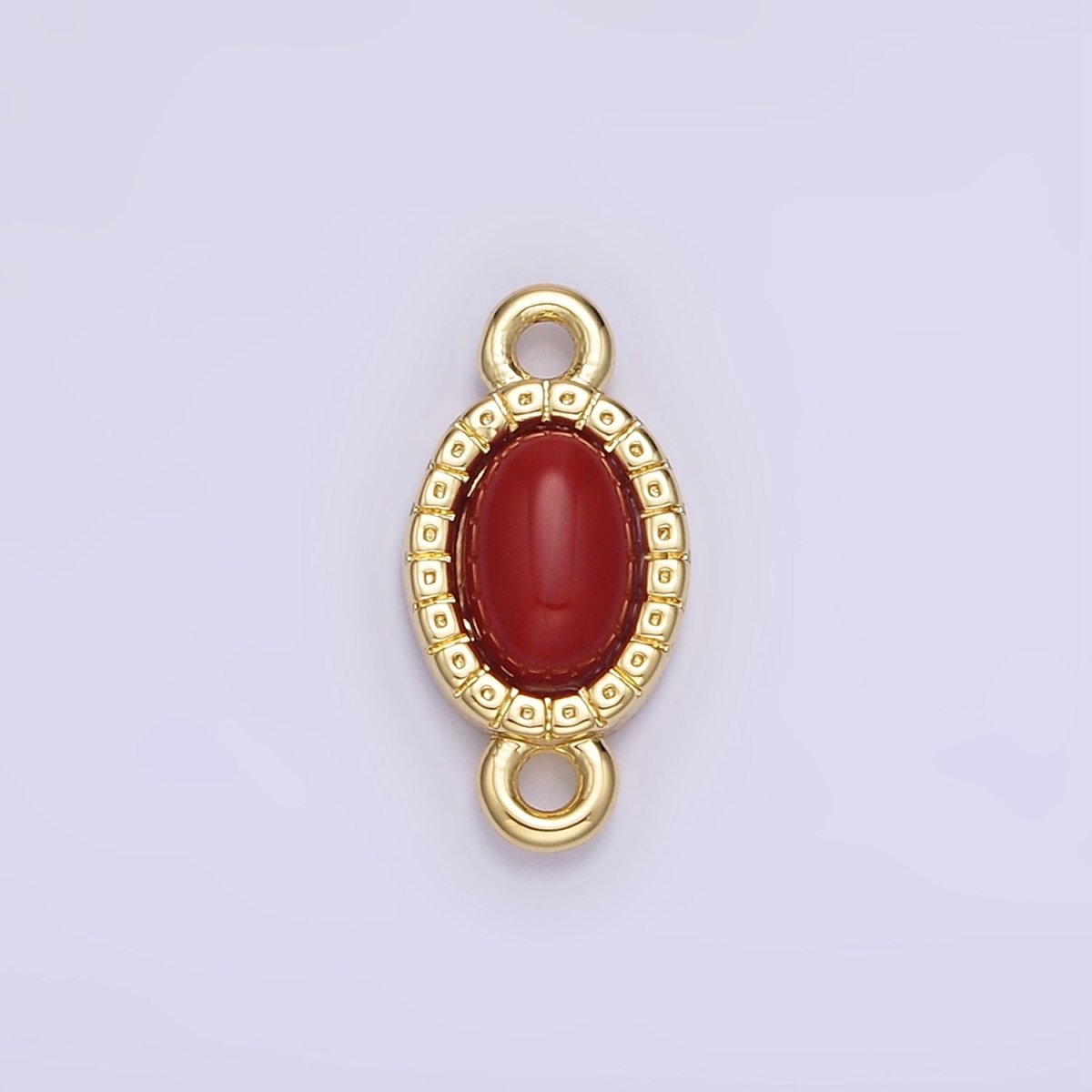 14K Gold Filled Carnelian, Turquoise Oval Gemstone Bezel Connector | G355 - DLUXCA