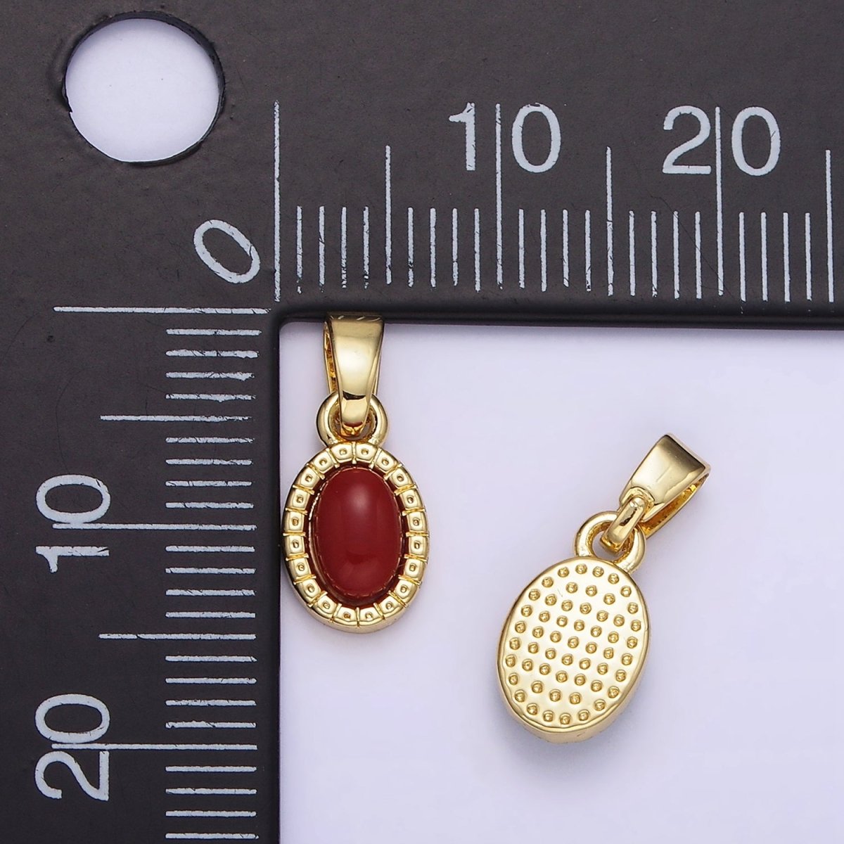 14K Gold Filled Carnelian, Turquoise Oval Gemstone Bezel Pendant | AH160 - DLUXCA