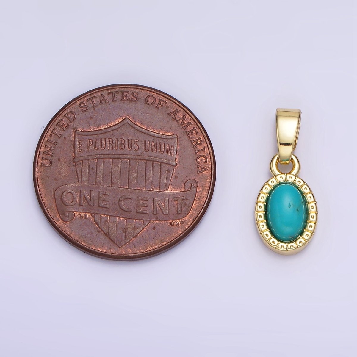 14K Gold Filled Carnelian, Turquoise Oval Gemstone Bezel Pendant | AH160 - DLUXCA