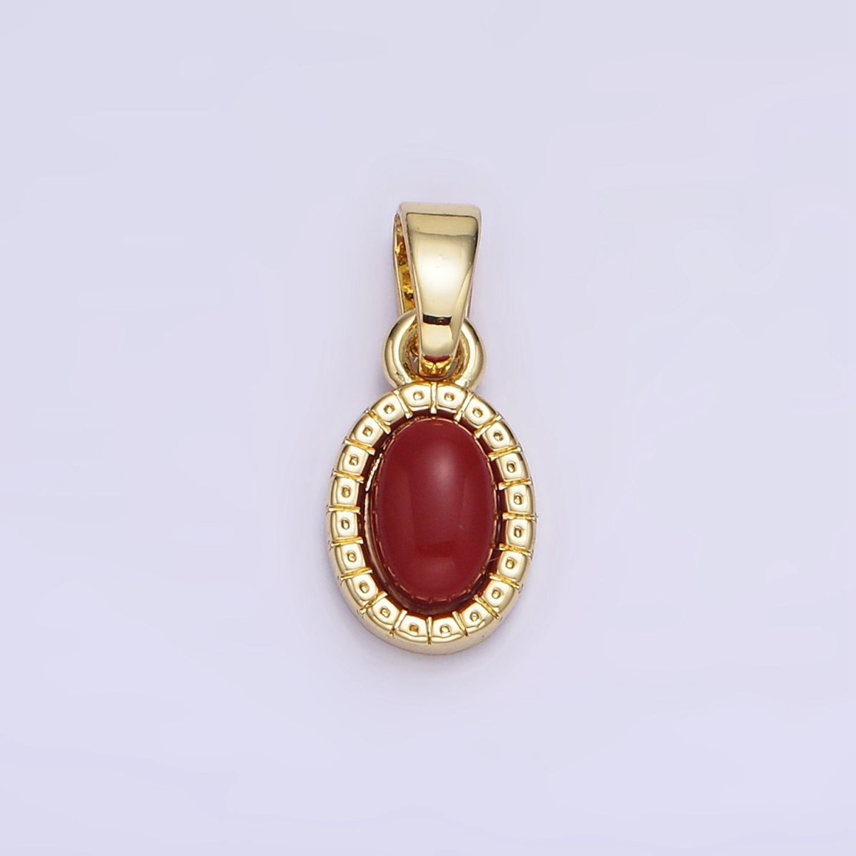 14K Gold Filled Carnelian, Turquoise Oval Gemstone Bezel Pendant | AH160 - DLUXCA