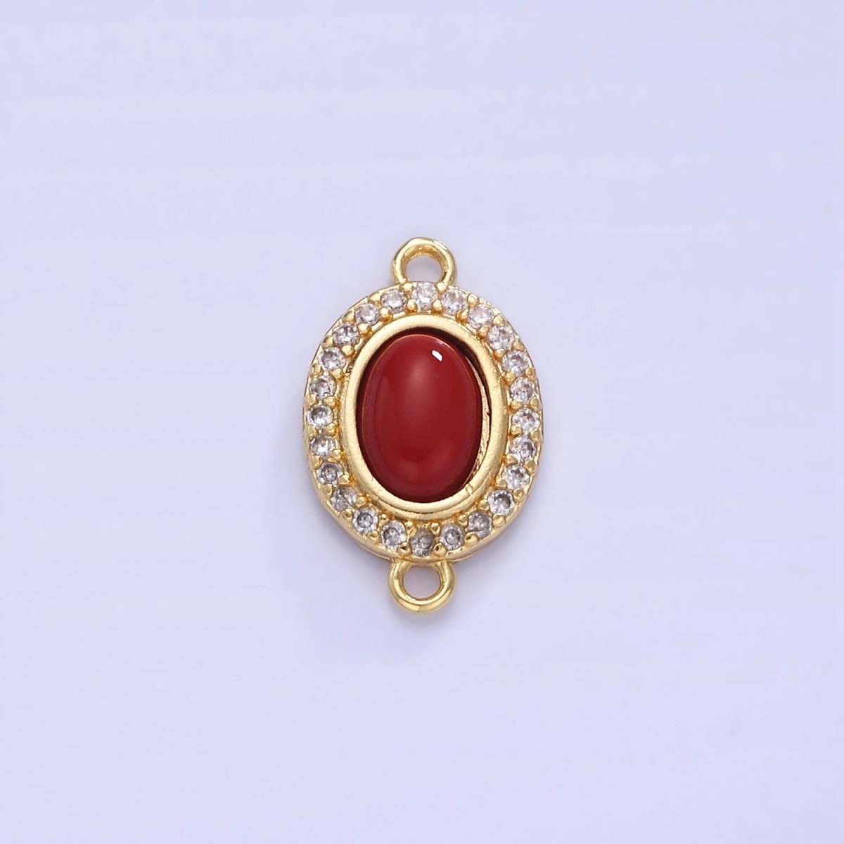 14K Gold Filled Carnelian, Turquoise Oval Micro Paved CZ Connector | G353 - DLUXCA