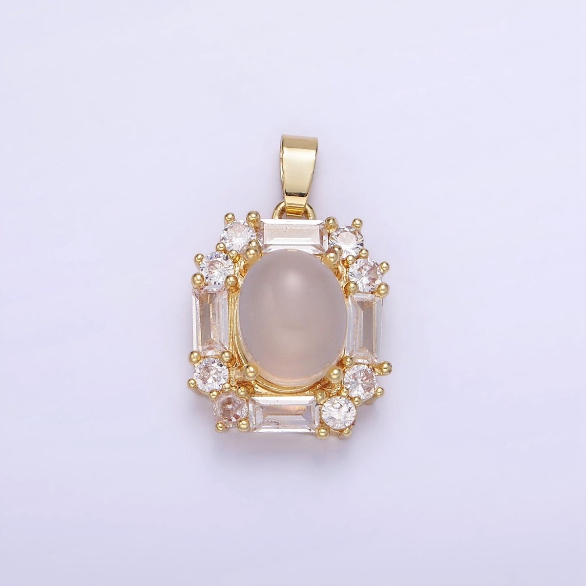 14K Gold Filled Cat Eye Baguette Lined Pendant | AA1181 - DLUXCA