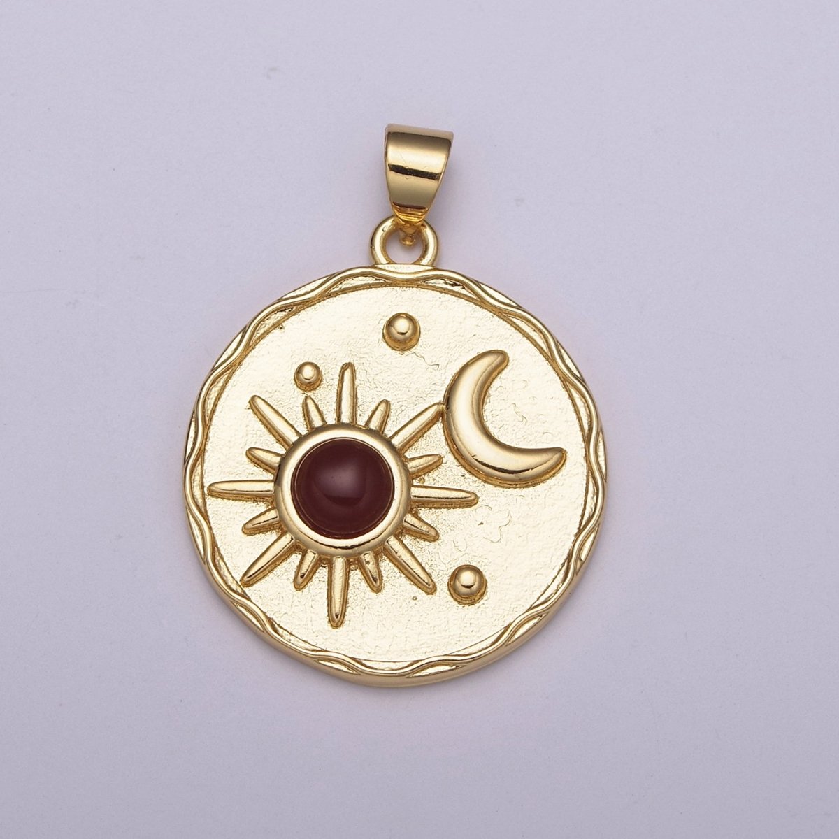 14k Gold filled Celestial charm w/ Moonstone Sun Moon Medallion pendant, Necklace supply, Jewelry makings N-512 N-513 - DLUXCA
