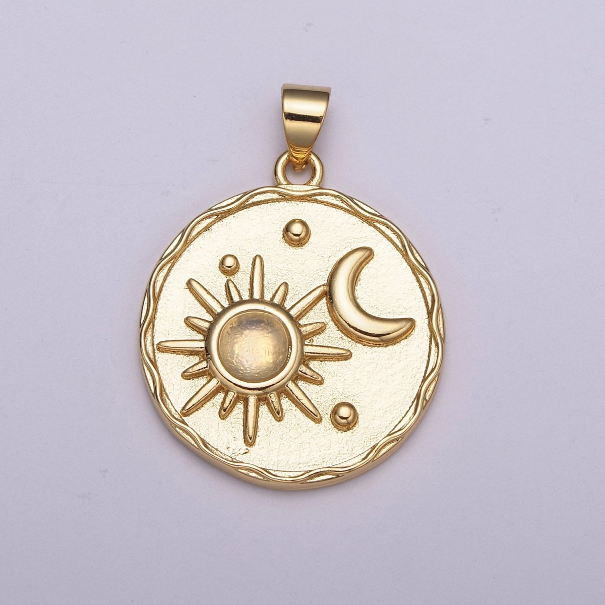 14k Gold filled Celestial charm w/ Moonstone Sun Moon Medallion pendant, Necklace supply, Jewelry makings N-512 N-513 - DLUXCA