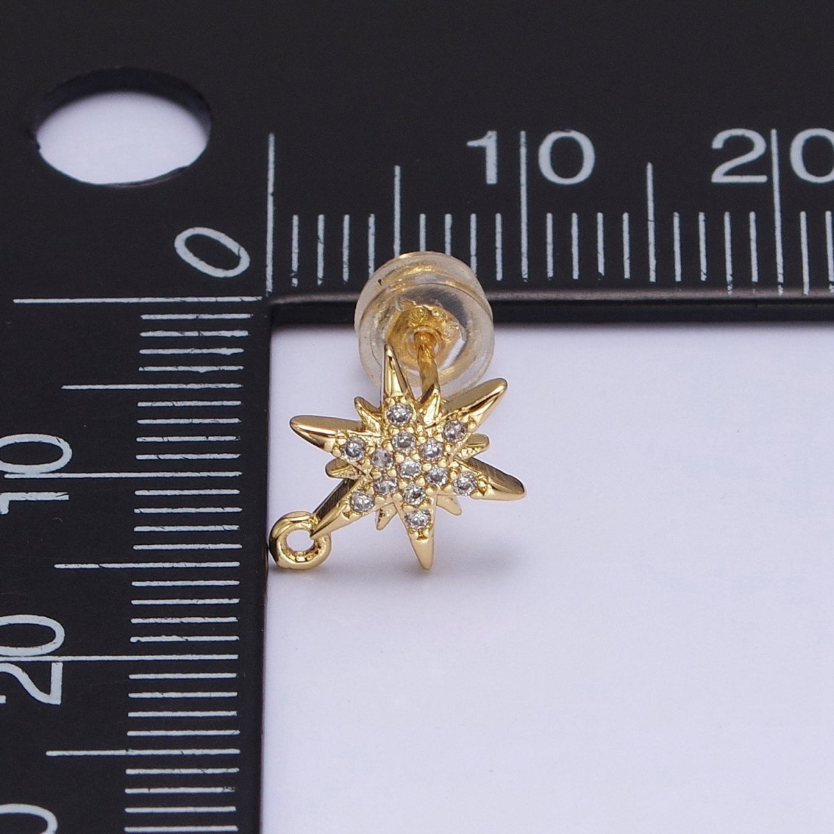 14K Gold Filled Celestial North Star Micro Paved Open Loop Stud Earrings in Silver & Gold | Z-201 Z-213 - DLUXCA