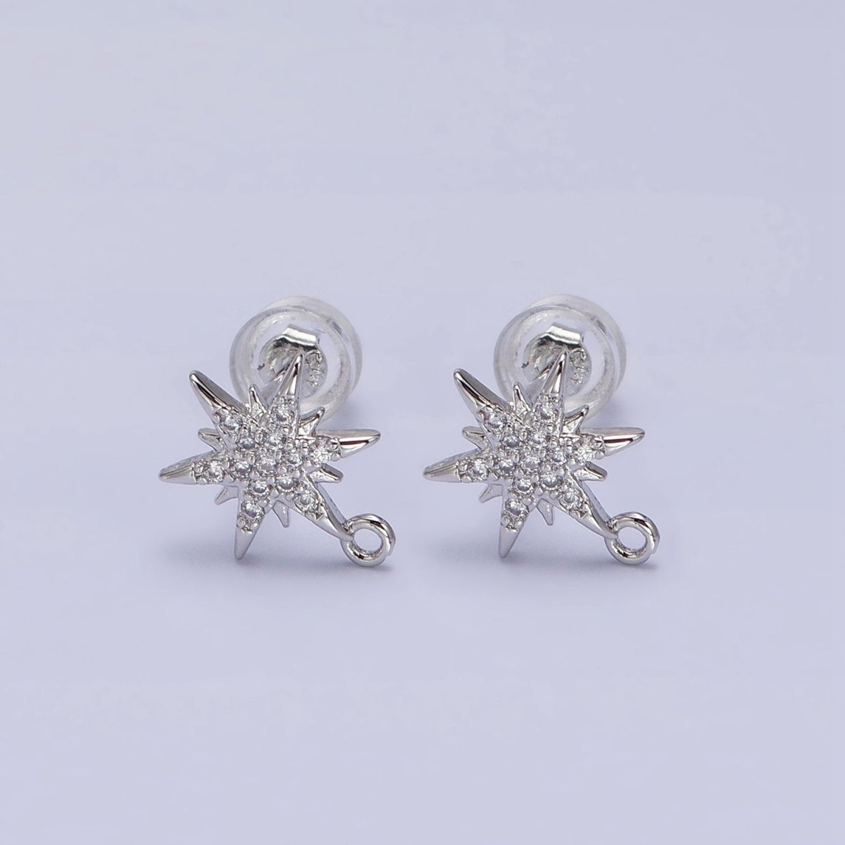 14K Gold Filled Celestial North Star Micro Paved Open Loop Stud Earrings in Silver & Gold | Z-201 Z-213 - DLUXCA