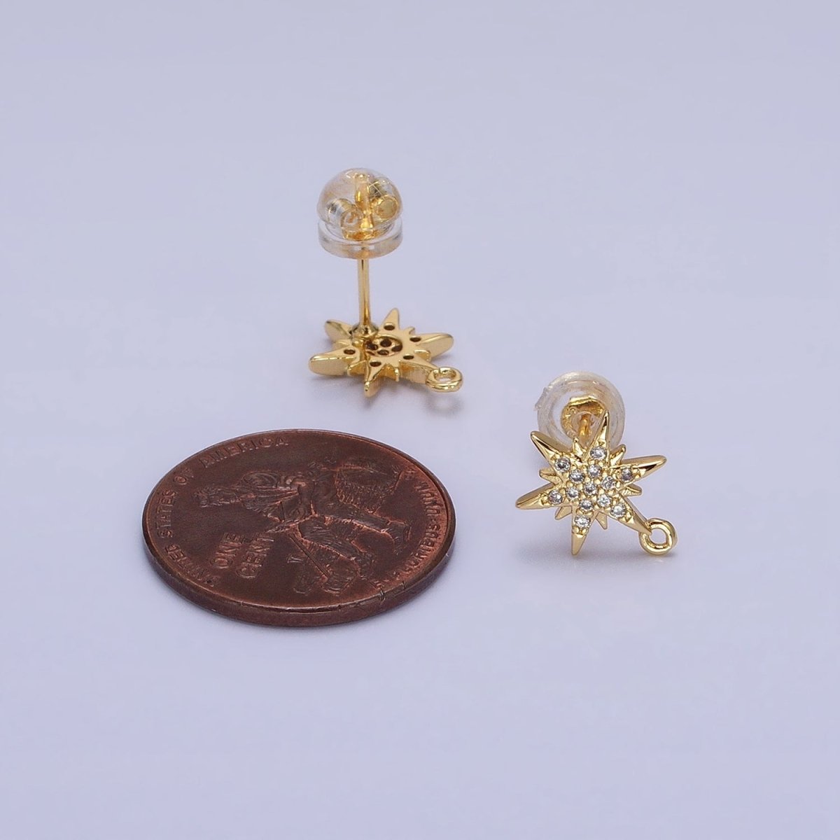 14K Gold Filled Celestial North Star Micro Paved Open Loop Stud Earrings in Silver & Gold | Z-201 Z-213 - DLUXCA